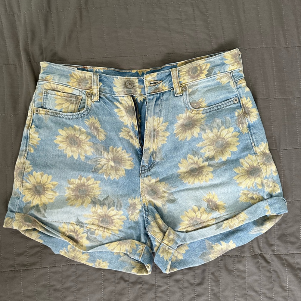 High Rise Sunflower Jean Shorts